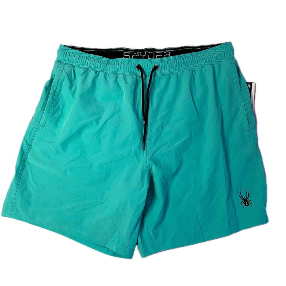 Spyder Swim Trunks Mens XXL Teal NWT Board Shorts UV Protection Logo Athletic
